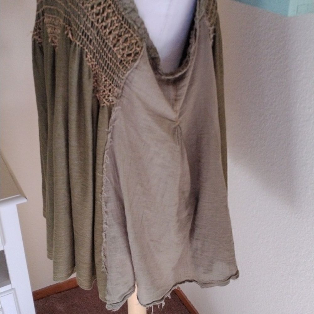 Free People Tribal Sage Green Top - Picture 4 of 11